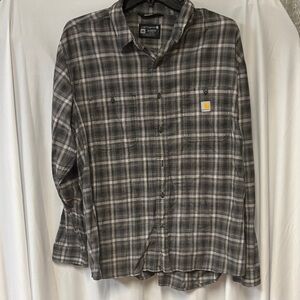 Carhartt Men's Black and Gray Checkered Shirt
